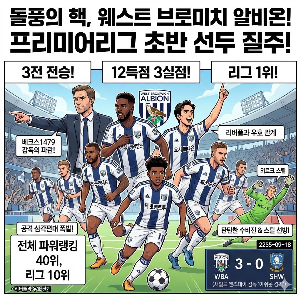 돌풍! 웨스트 브롬, EPL 초반 1위 질주